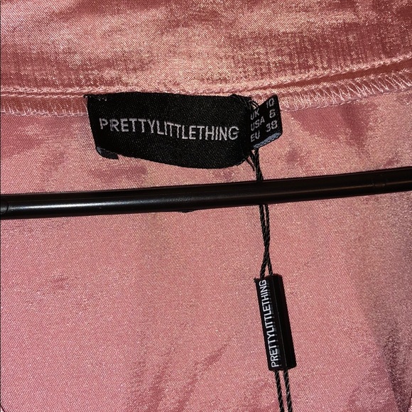 NWT PrettyLittleThing Rose Satin Utility LS Dress - Picture 3 of 7